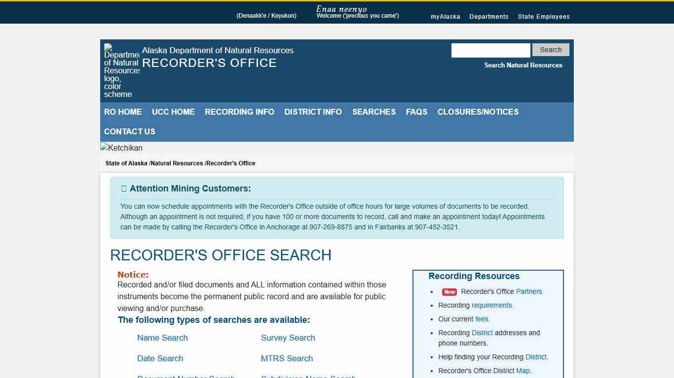 DNR Recorder's Office